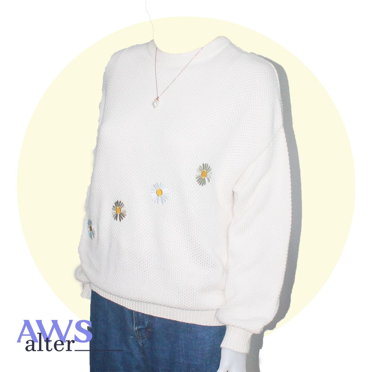 (Altered) Knit Sweater Daisy Flower Patch, foto 2